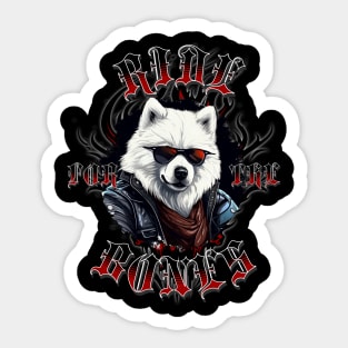 Ride for the Bones, Samoyed cool biker Sticker